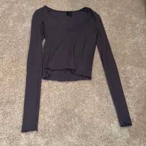 Urban outfitters light gray cropped v- neck sweater